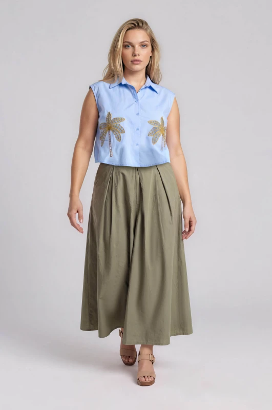 Cotton Pants Pleats Belt