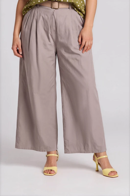 Cotton Pants Pleats Belt