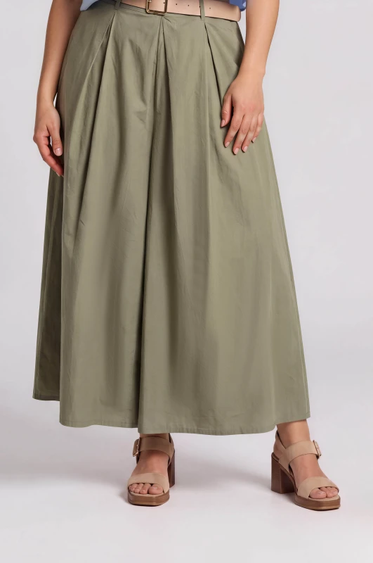 Cotton Pants Pleats Belt