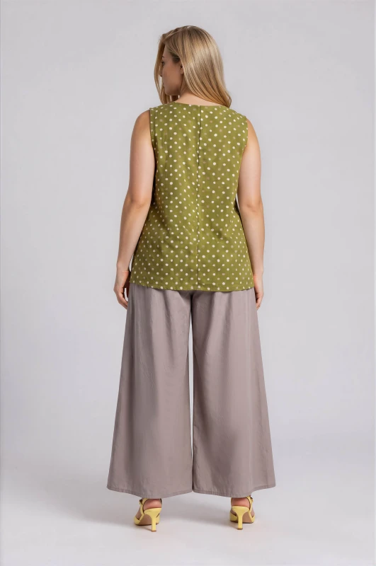 Cotton Pants Pleats Belt