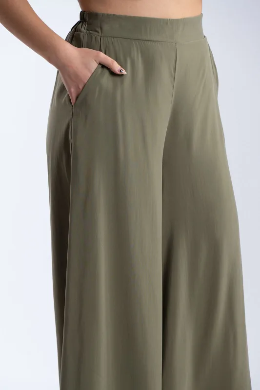 Παντελόνα Wide Leg Λάστιχο