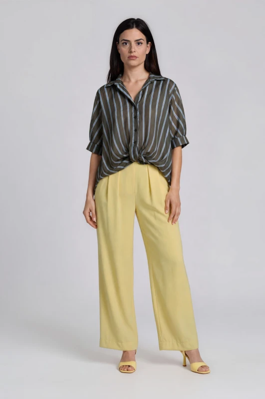 Pants Fabric Pleats Belt