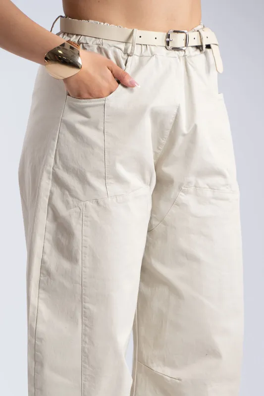 Baggy Cotton Pants Belt 