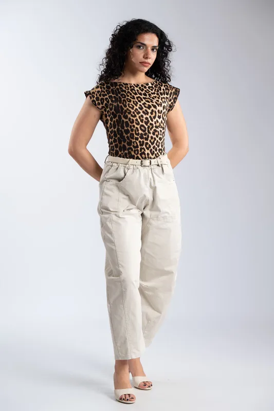 Baggy Cotton Pants Belt 