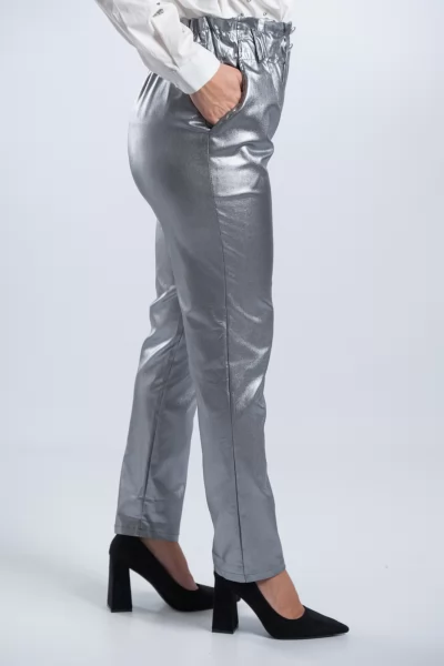 Παντελόνι Baggy Metallic Ασημί