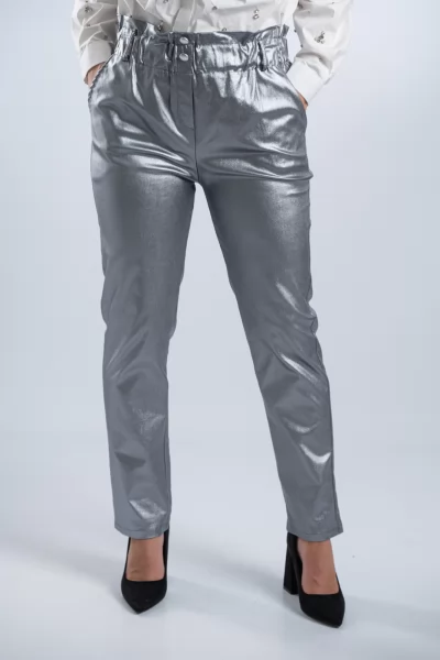 Παντελόνι Baggy Metallic Ασημί