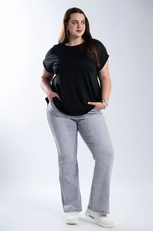 Denim Relaxed Light-Bell Bottom Pants 