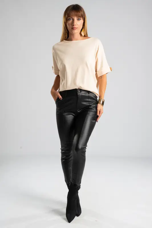 Slim Fit Leatherette Pants 
