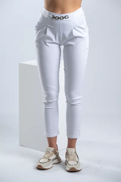 Παντελόνι Ελαστικό Αλυσίδα Λευκό