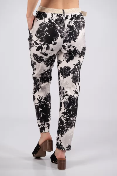 Παντελόνι Floral Μαύρο-Άσπρο