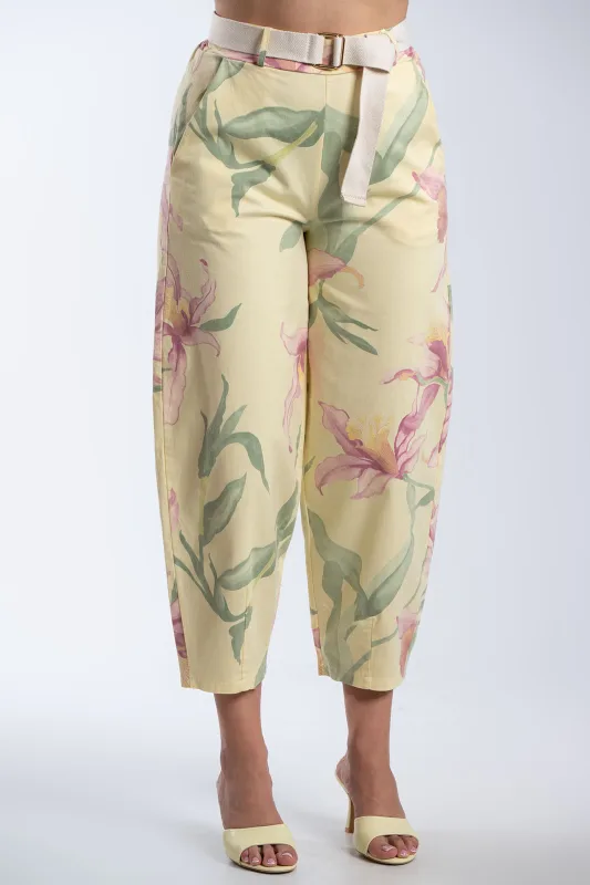 Floral Pants with a Belt