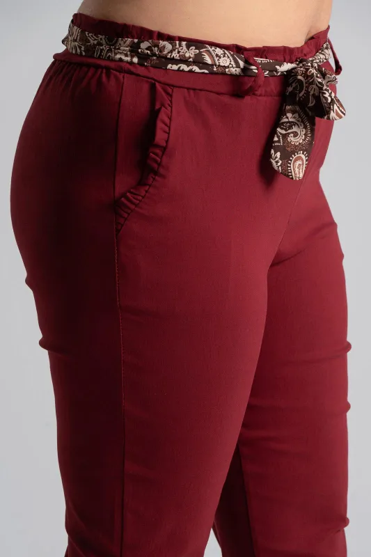 Pants Scarf Ruffles Pockets