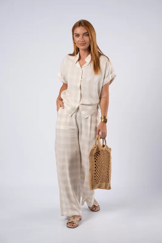 Trousers Plaid Beige