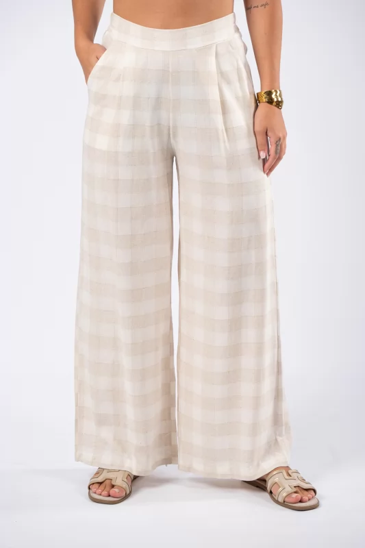 Trousers Plaid Beige