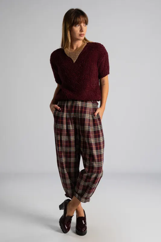 Pants Plaid Pleats Waistband