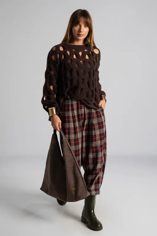 Pants Plaid Pleats Waistband