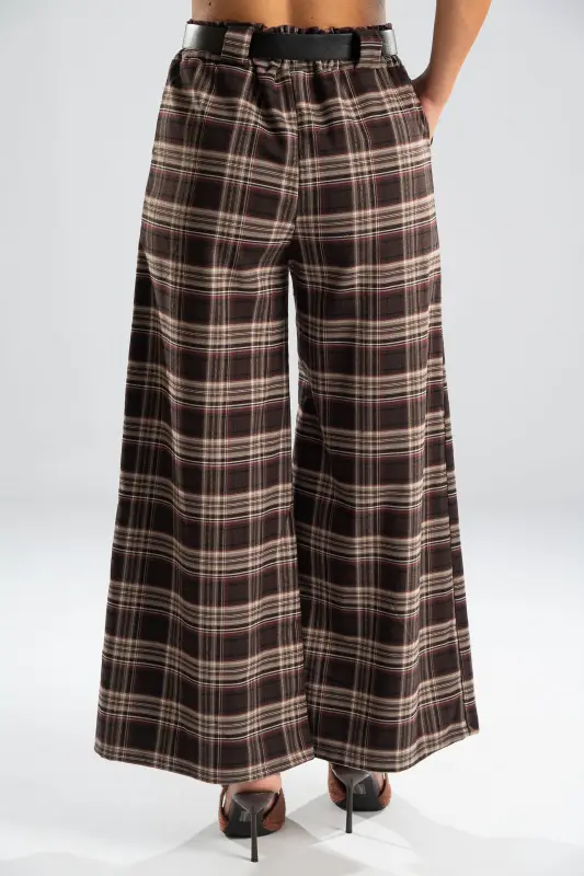 Pants Plaid Pleats Belt
