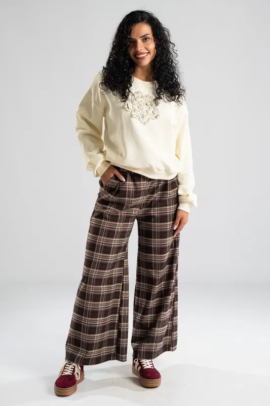 Pants Plaid Pleats Belt
