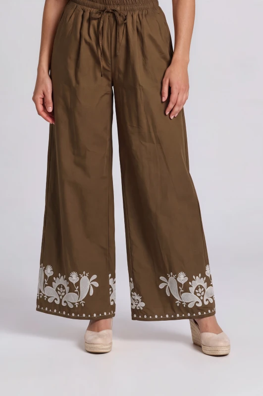 Pants Cotton Embroidered 