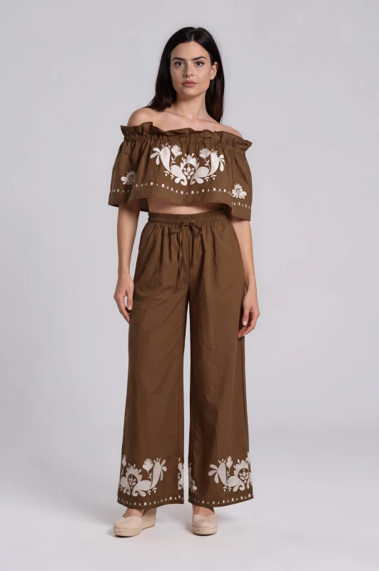 Pants Cotton Embroidered 