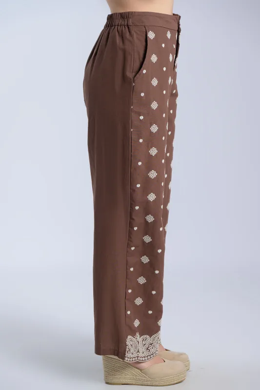 Παντελόνι Κεντημένες Λεπτομέρειες Elvina