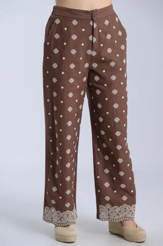 Παντελόνι Κεντημένες Λεπτομέρειες Elvina