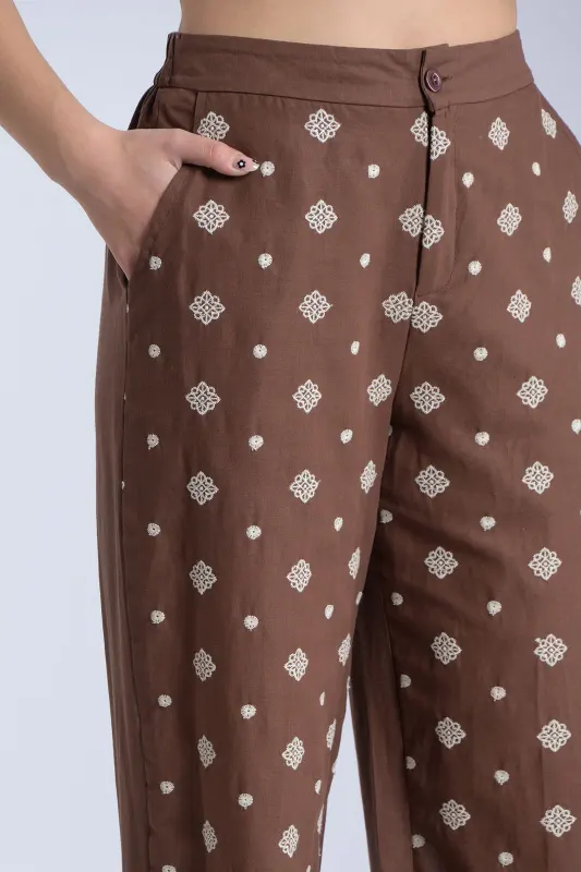 Παντελόνι Κεντημένες Λεπτομέρειες Elvina