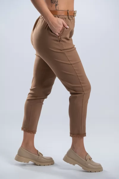 Παντελόνι Lace Paperbag Ζώνη Καραμέλα