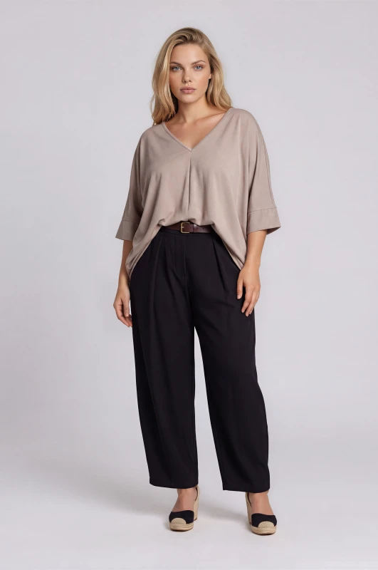 Minimal High-Waisted Pleated Trousers Belt 