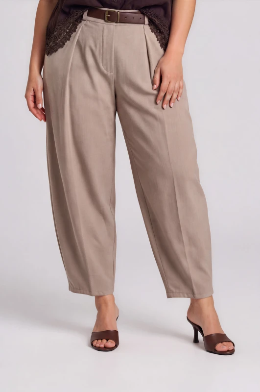 Minimal High-Waisted Pleated Trousers Belt 