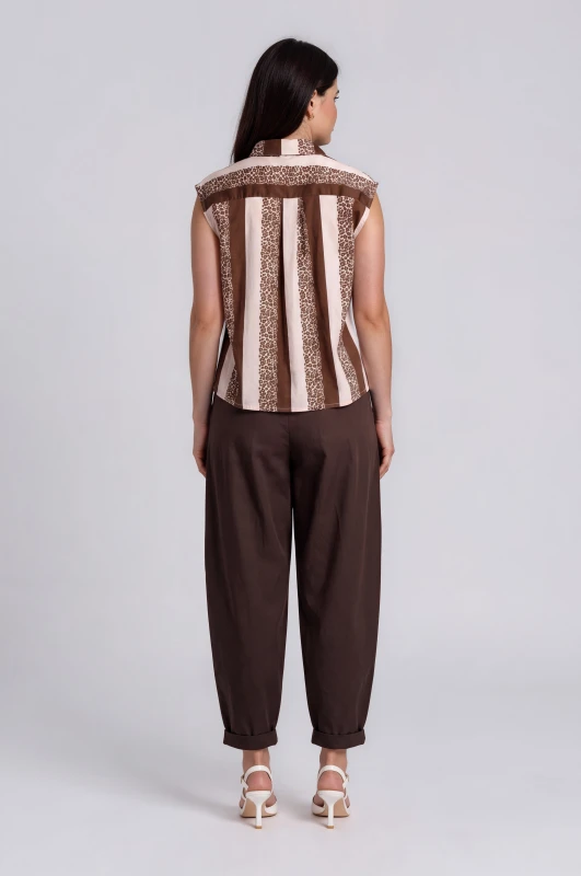 Minimal High-Waisted Pleated Trousers Belt 