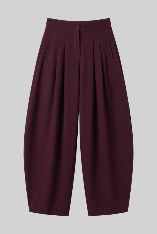 Pants Solid-Color with Pleats