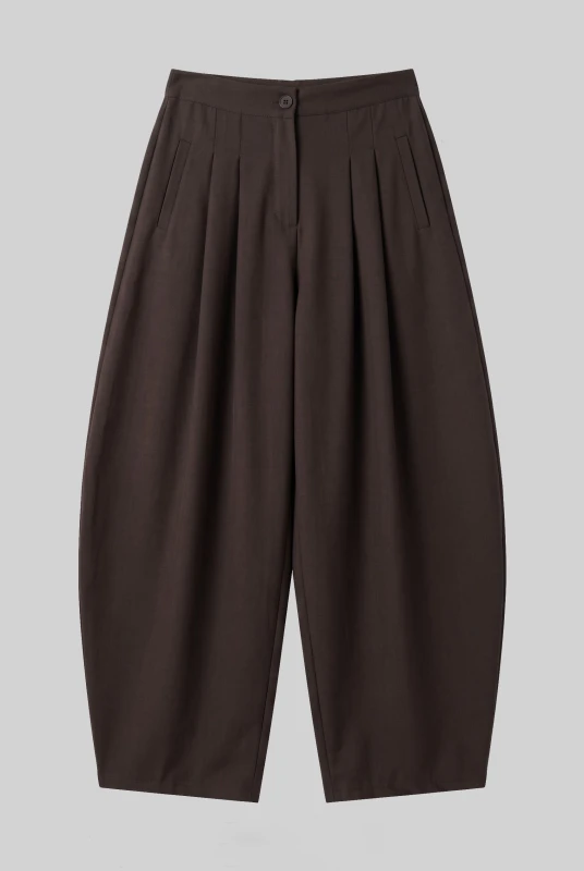 Pants Solid-Color with Pleats