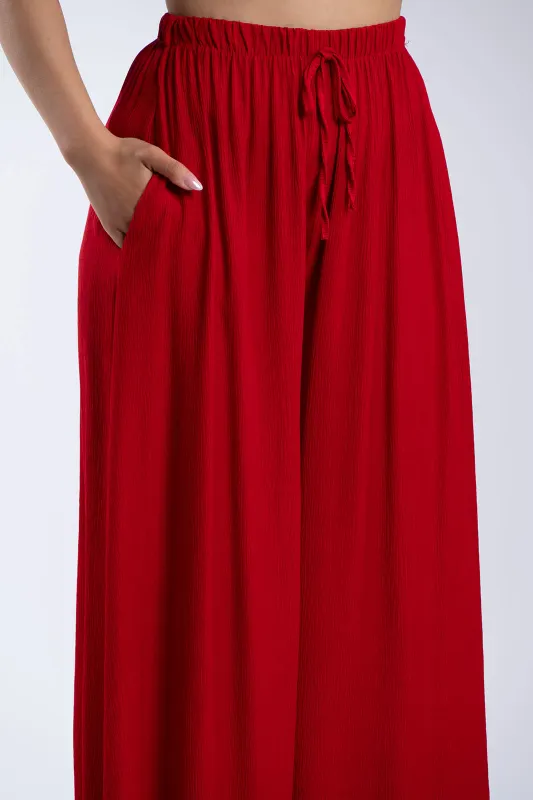 Solid-Color Pants Decorative Drawstring 