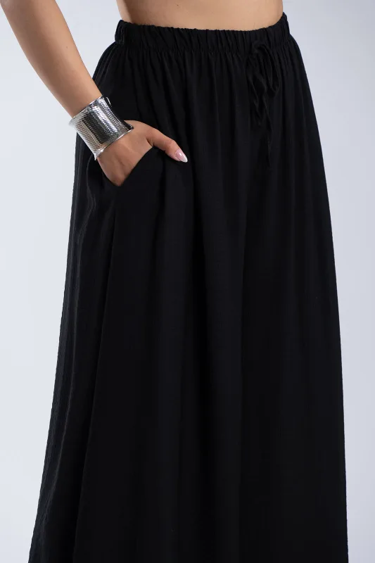 Solid-Color Pants Decorative Drawstring 