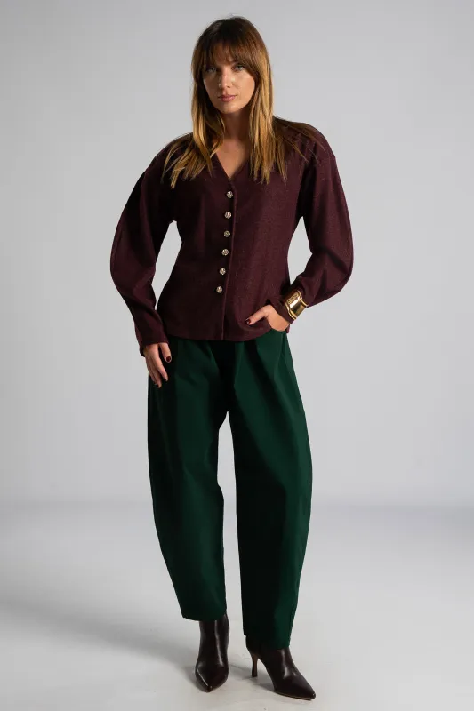 Pants Solid Color Slouchy Waistband  