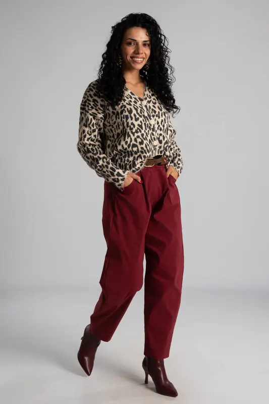Pants Solid Color Slouchy Waistband  