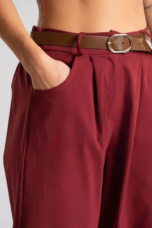 Pants Solid Color Slouchy Waistband  