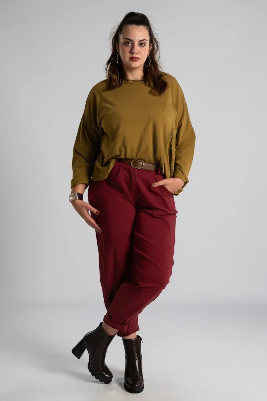 Pants Solid Color Slouchy Waistband  