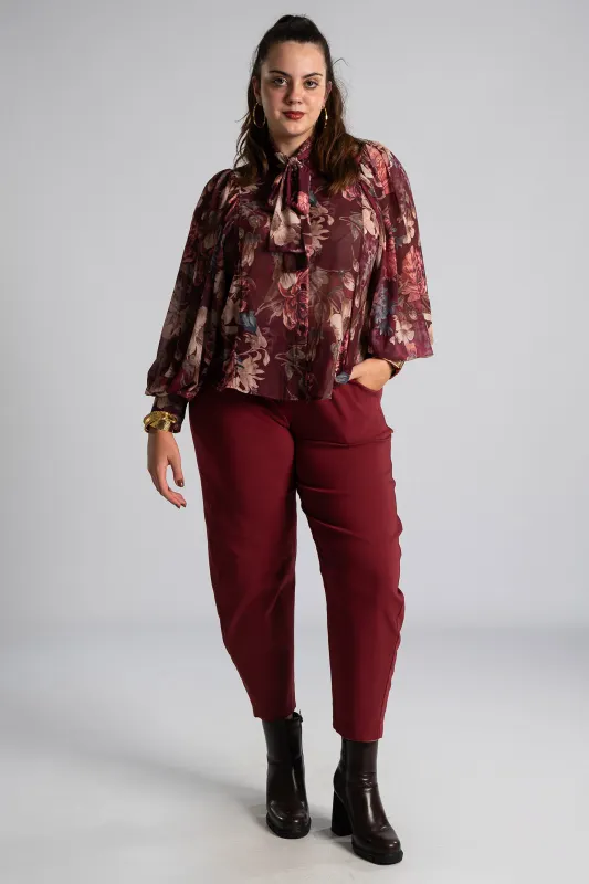 Pants Solid Color Slouchy Waistband  
