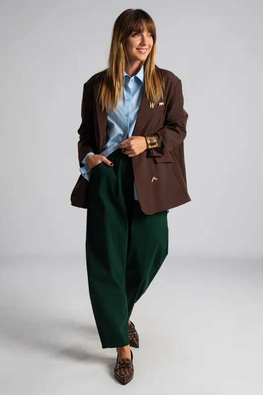 Pants Solid Color Slouchy Waistband  