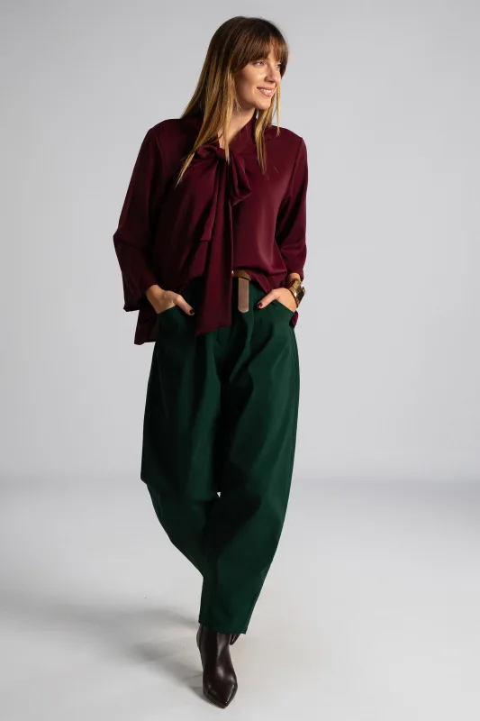Pants Solid Color Slouchy Waistband  
