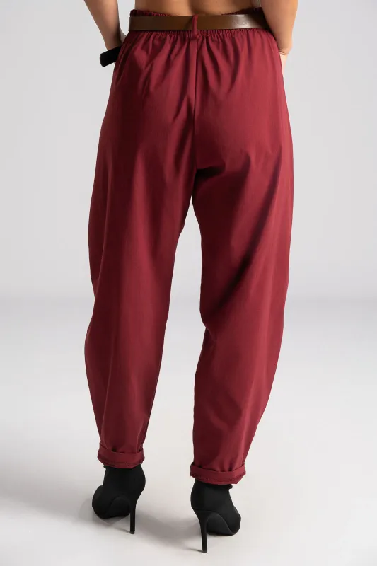 Pants Solid Color Slouchy Waistband  