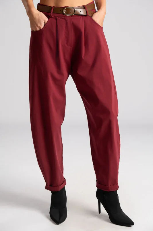 Pants Solid Color Slouchy Waistband  