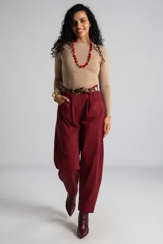 Pants Solid Color Slouchy Waistband  