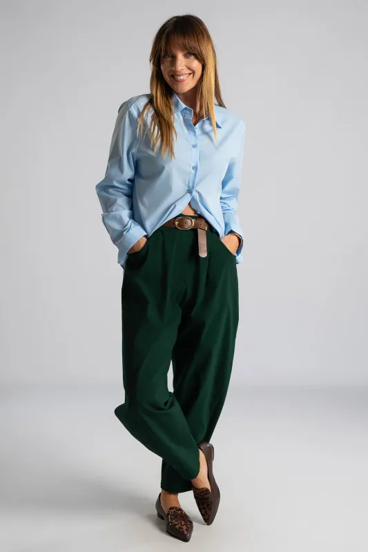 Pants Solid Color Slouchy Waistband  