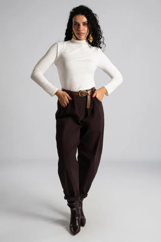 Pants Solid Color Slouchy Waistband  