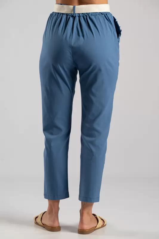 Trousers Solid Color Volant Pockets