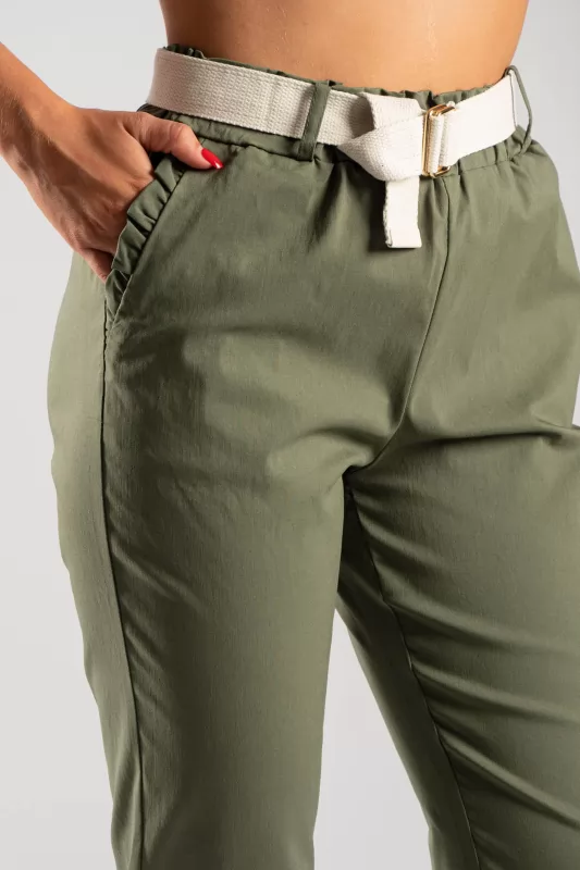 Trousers Solid Color Volant Pockets