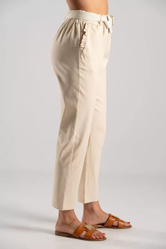 Trousers Solid Color Volant Pockets
